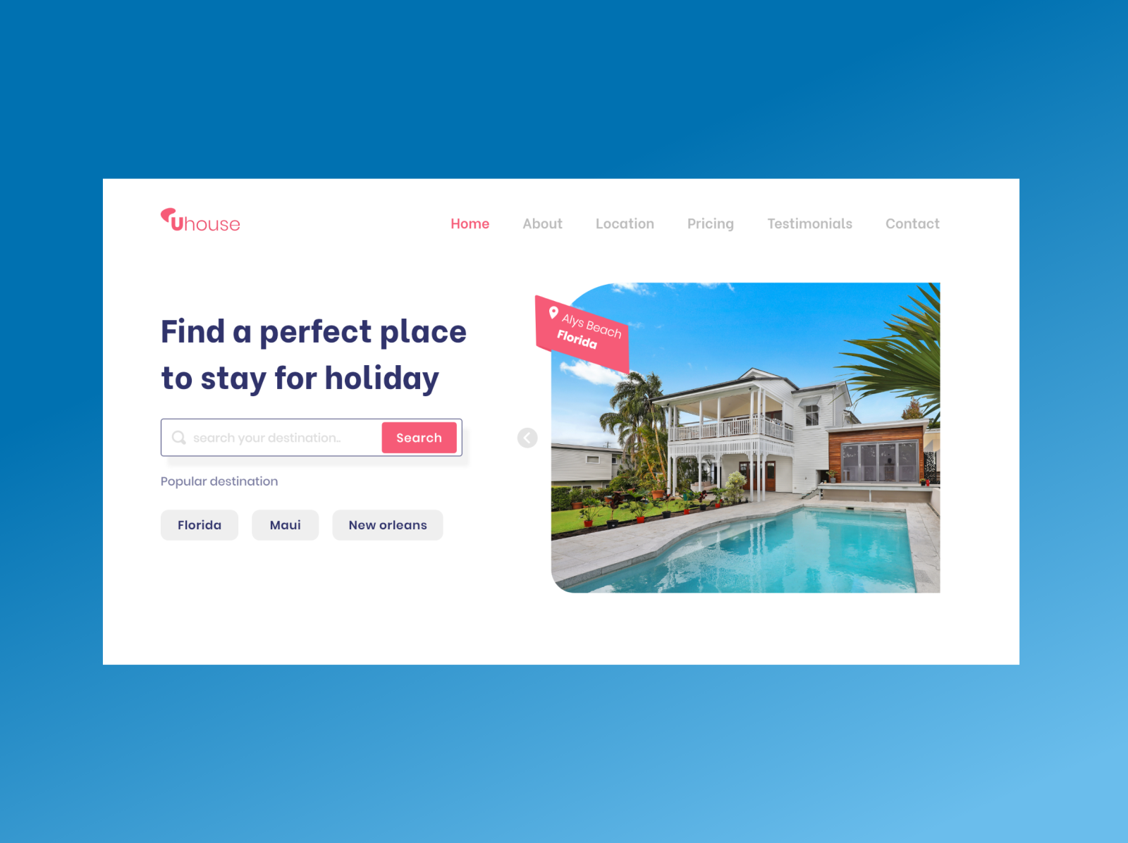 Uhouse rent villa Landing Page by Rizal Fajar on Dribbble