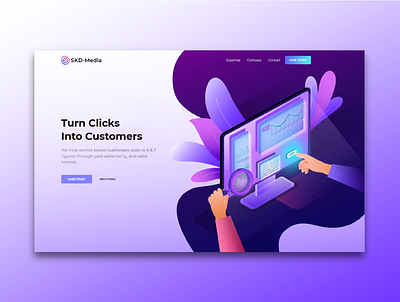 SKD Media gradient illustration landing page saas website ui ux vector web website