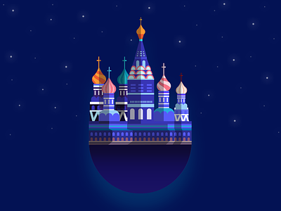 Moscow City city illustration moscow night