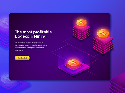 Dogecoin Mining bitcoin crypto crypto currency game gradient icon illustration landing mining dogecoin.com website