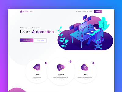 KodeKloud Academy automation data education website gradient illustration ui