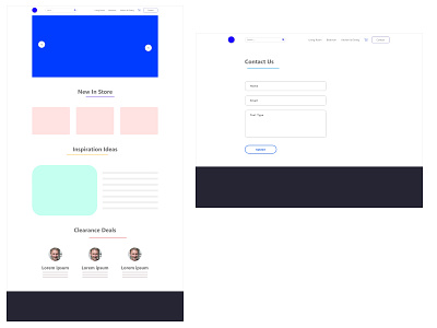 ux basic concept landing page and contact page