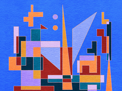 Abstract cityscape with geometric shapes illustration