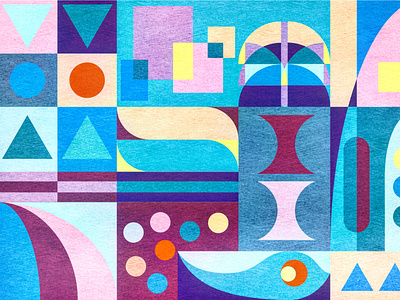 "Playground" abstract  illustration in geometric shapes