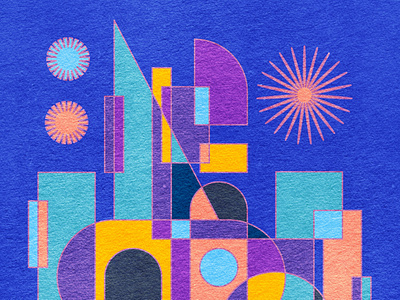 Abstract cityscape in geometric shapes illustration