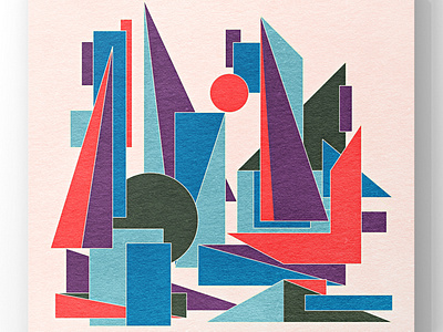 Abstract cityscape in geometric shapes illustration