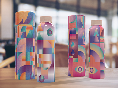 Water bottle and packaging design brand identity branding design geometric graphic design graphicdesign illustration packaging packaging design pattern pattern design patterns products surface design surface pattern