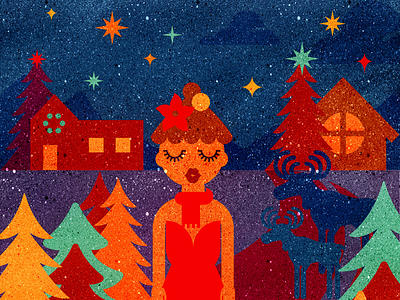 Silent night ✨🦌🎅🎄 Holiday Illustration