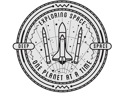 Space Badge 2 badge crest emblem outerspace planet space spaceship