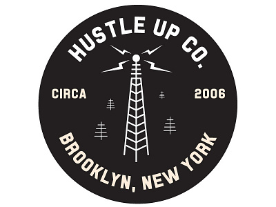 Hustleup2 badge brooklyn crest emblem graphic design icon new york pin typography