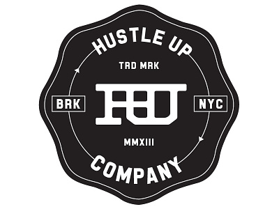 Hustleup3 badge brooklyn crest emblem graphic design icon new york pin typography