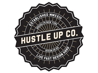 Hustleup4 badge brooklyn crest emblem graphic design icon new york pin typography