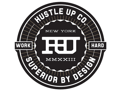 Hustleup5 badge brooklyn crest emblem graphic design icon new york pin typography