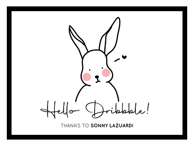 Hello Dribbble 🖤 bunny illustration character