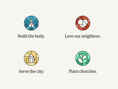 Vision Month Icons build the body christian church jesus love neighbors message mission plant churches sermon serve city vision