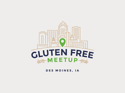 Gluten Free Meetup - Des Moines brand des moines design gluten free grain logo meetup skyline