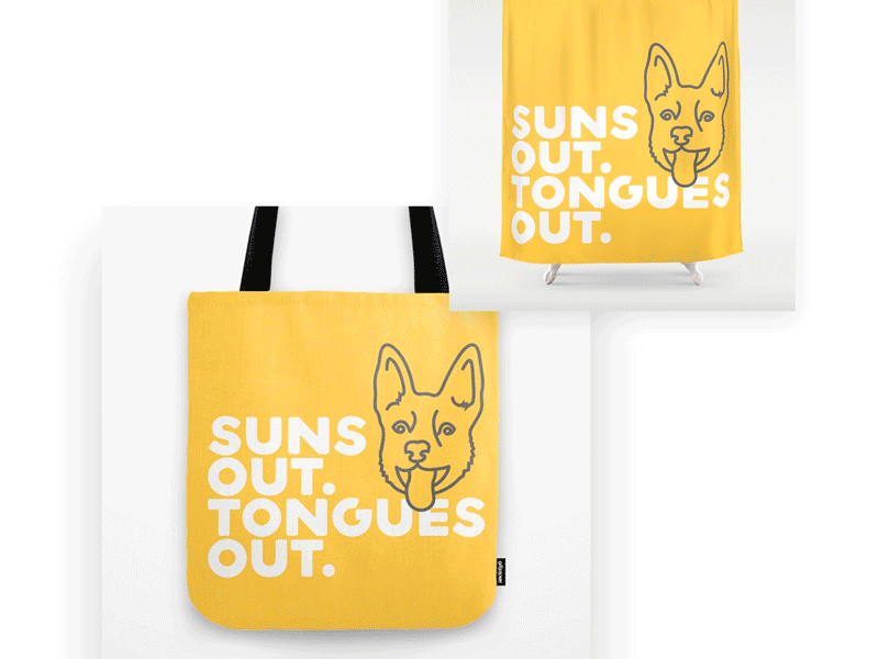 Suns Out. Tongues Out. apparel bags design dog german shepard kelpie pillow print sticker suns out tongue