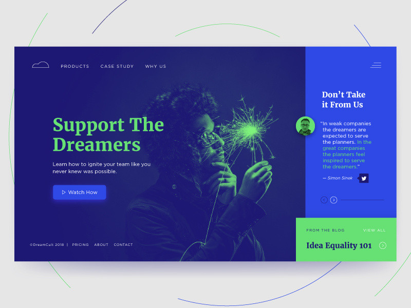 Support The Dreamers simon sinek ideas support culture dream blog ux ui web design landing page dreamers