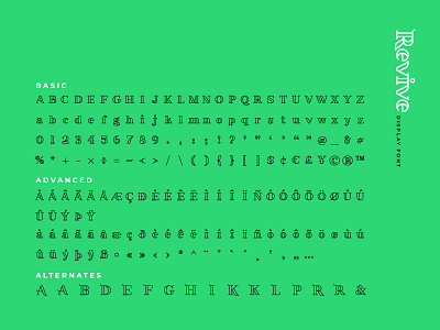 Revive Display Font Characters