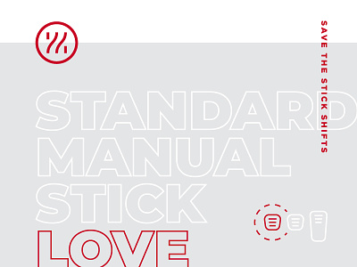 Stick Love cars clutch gear head icon logo manual mark race car racing save the shifter shift standard