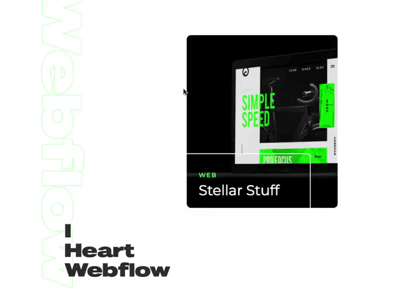 Animated Card in Webflow animation card css design front end heart hover interaction stellar ui web webflow