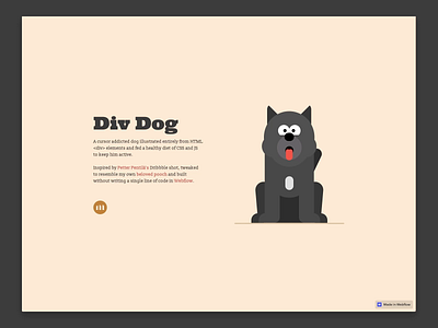 Div Dog animal animation character css div dog dog illustration dogs html illustration ix2 js mouse tracking panting ui web design webflow
