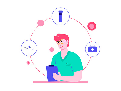 medical check-up app business caracter design character covid19 design exploration flat health illustration medical ui ux vector