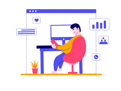 workspace app business design exploration flat illustration space ui ux vector work work in progress workhome young