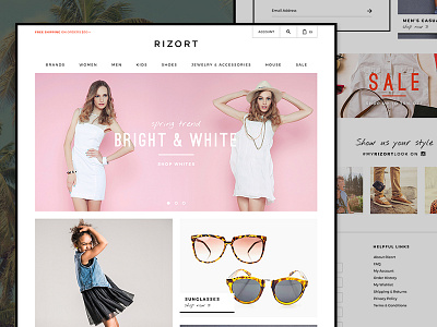 Rizort black ecommerce fashion responsive shopping volusion web website white