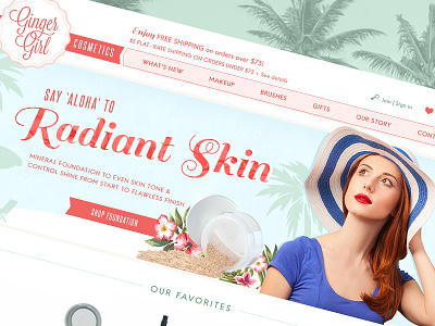 Ginger Girl Site cosmetics ecommerce hawaii layout makeup retro shopping store