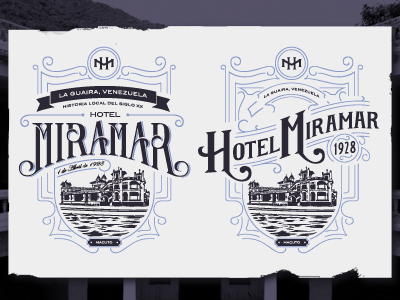 Miramar Hotel badge design hotel lettering miramar nostalgia post type vector