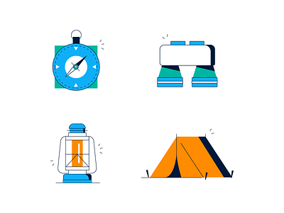 Camping Icons binocular binoculars camping compass icons iconset incon lantern tent
