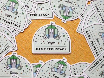 Camp Techstack Sticker backpack backpacking bookbag camp camping compass green sigstr tech camp techstack