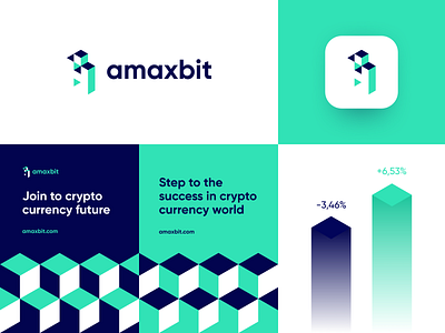 Amaxbit a logo abstract brand identity branding crypto currency finance geometry isometric isometry lettermark logo logotype pattern sturtup
