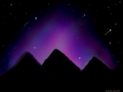 Night sky with lonely hill creativity digitalart drawing illustration