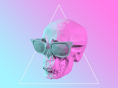 Chill Skull 3d blender neon skull synth synthwave