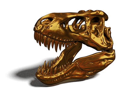 Gold T-Rex Skull 3d blender dino dinosaur fossil gold skull