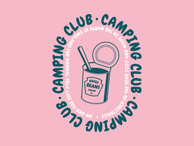 Camping Club badge camper campervan flat icon icon design illustration illustrator logo logo design pink screenprint typography vector