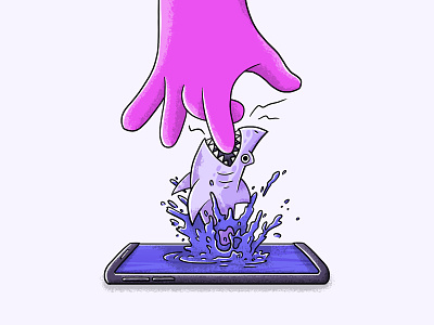 Diving too deep agency website bite branding deep design digital illustration diving illustration shark splash water