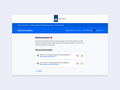 Data sharing at the Dutch government ui website