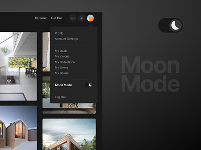 Moon Mode on Designspiration dark mode dark theme dark ui darkmode designspiration featurelaunch interface moonmode