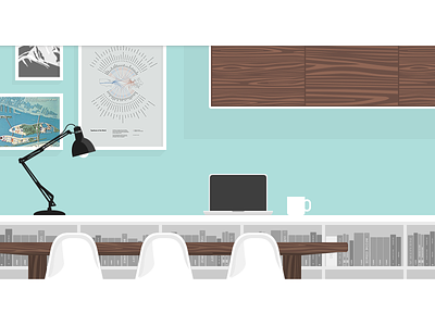 Updated Illustration illustration minimal office poster scene simple wood workspace