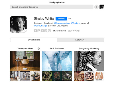 Profile designspiration grid minimal profile website