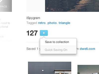 Designspiration Save options button designspiration dropdown options plus save saving switch toggle tool tip tooltip