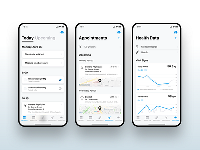 Healthcare iPhone app for Patients app design flat health ios iphone medical mobile ui ux