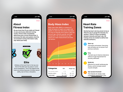 Info Screens in Body Fitness iPhone app app design fitness flat health ios iphone mobile ui ux