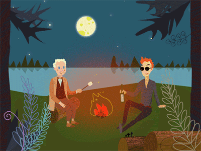 Good Omens Picnic art gif animation mationdesign