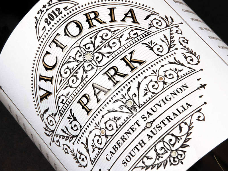 Victoriapark design wine label vintage gold retro jcdesevre typography illustration packaging luxury embossed