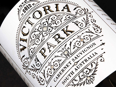 Victoriapark design embossed gold illustration jcdesevre label luxury packaging retro typography vintage wine