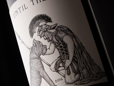 U.T.E canecorso engraving illustration jcdesevre label napa wine